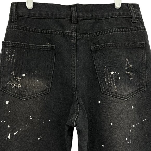 Fashion Jeans Women's Distressed Splatter High Rise Raw Hem Jeans Size M (29x29) - Picture 4 of 10